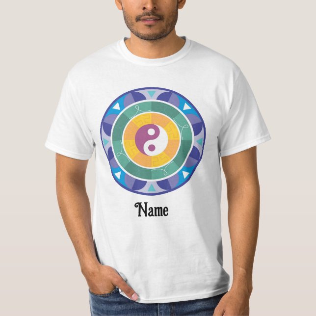 Camiseta Espiritual Mandala Rainbow Color Chinês Personaliz (Frente)
