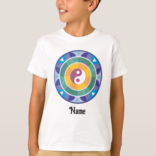 Camiseta Espiritual Mandala Rainbow Color Chinês Personaliz (Frente)