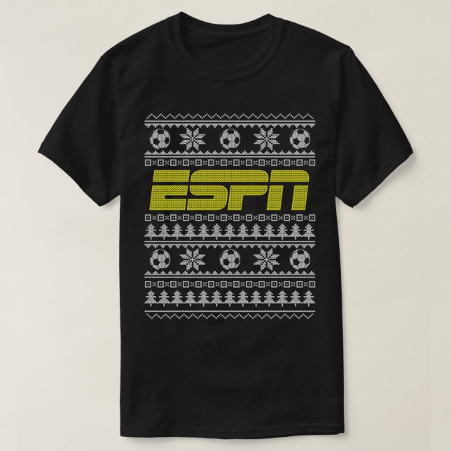 Camiseta ESPN Christmas Yellow Logo Soccer Ugly Sweater  (Frente do Design)