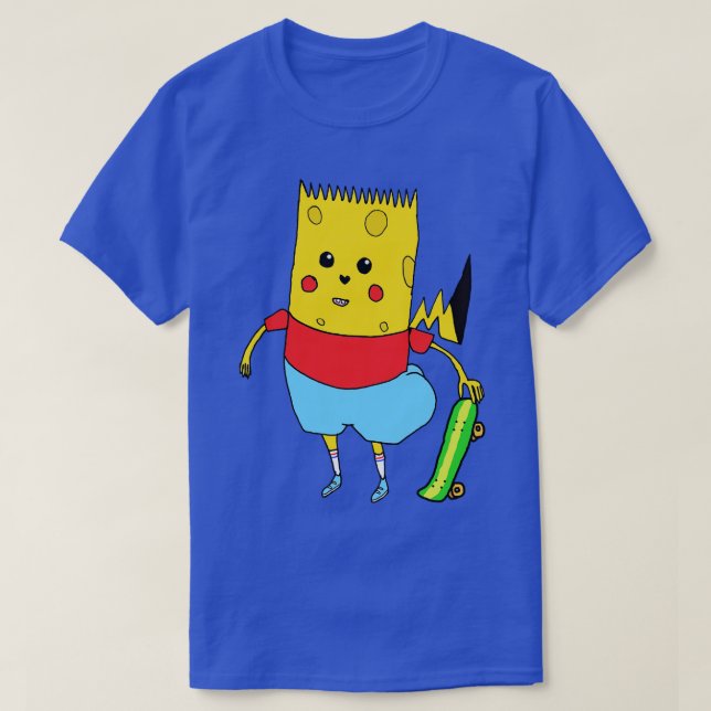 Camiseta Esponja de personagem de toon amarelo Bart PikaPan (Frente do Design)
