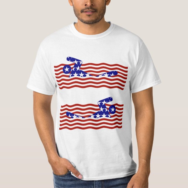 Camiseta Esporte Patriótico de Natação dos EUA (Frente)