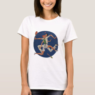 Camiseta Esportes Antigos, Tenistas Colidem com Raquetes