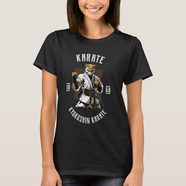 Camiseta Esportes de Combate de Raposa de Caratê Clássico - (Frente)