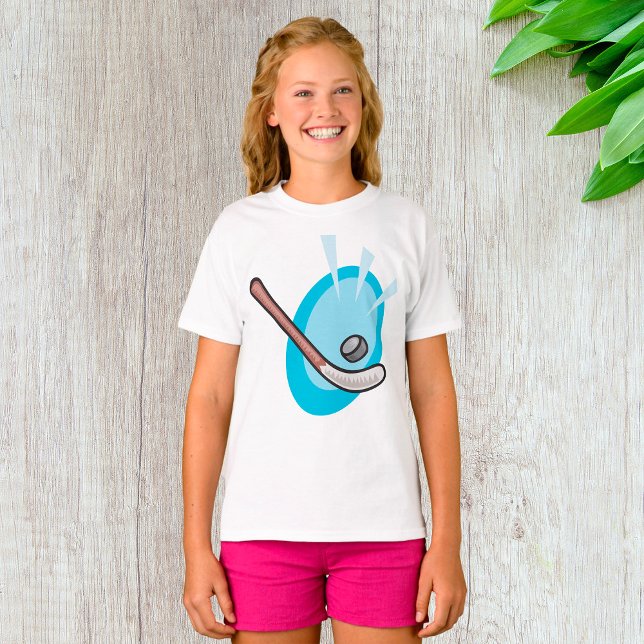 Camiseta Esportes De Hockey Stick E Puck T-Shirt (Criador carregado)