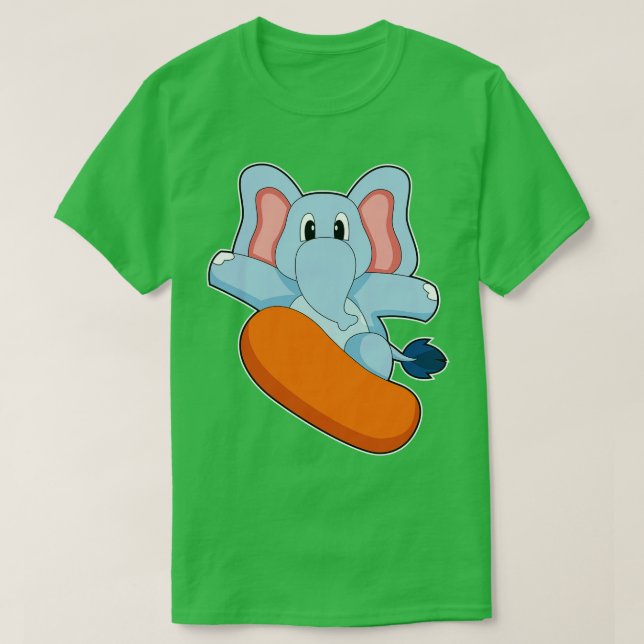 Camiseta Esportes de inverno com elefante Snowboard 2 (Frente do Design)