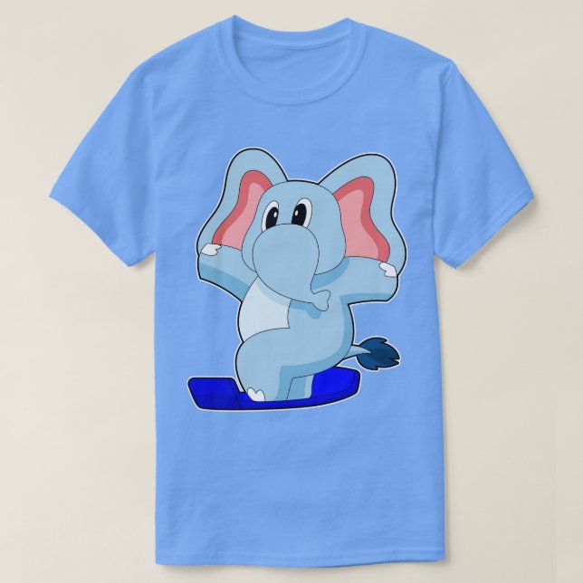 Camiseta Esportes de inverno de snowboard de elefante (Frente do Design)