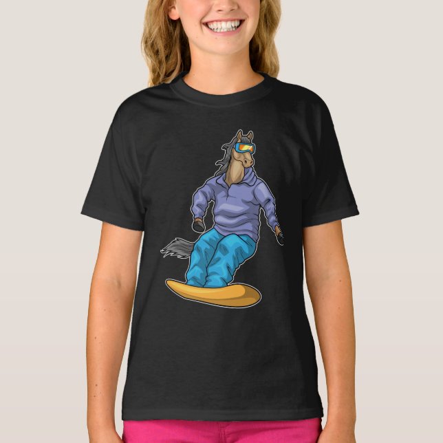 Camiseta Esportes de inverno para o Horse Snowboard (Frente)