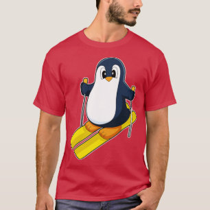 Camiseta Esportes de Pinguim Skier Ski Winter