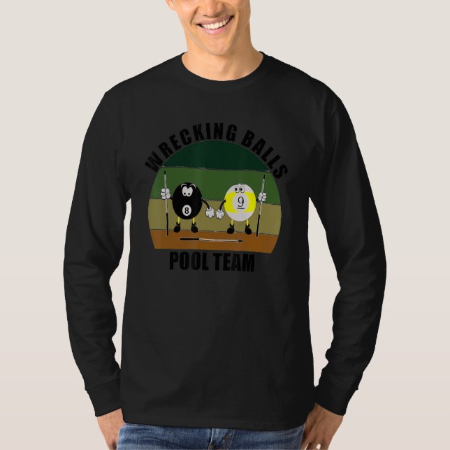 Camiseta Esportes de Taco Bilhar de Sinuca Equipe Bolas de  (Frente)
