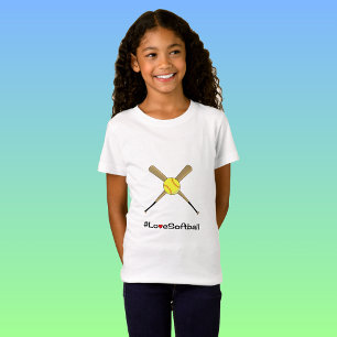 Camiseta Esportes do slogan do hashtag do softball do amor