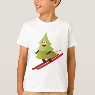 Camiseta Esportes em neve com pinheiro de esqui e árvores