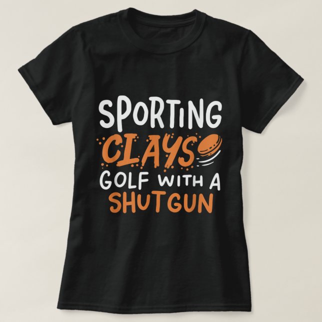 Camiseta Esportes Jogam Golfe Com Uma Espingarda Para Clay  (Frente do Design)
