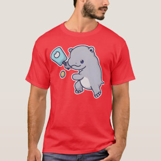 Camiseta Esportes Kawaii Hipopótamo de Pickleball retrô