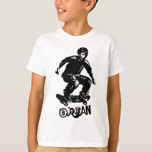 Camiseta Esportes negros no Skateboarder branco Nome person