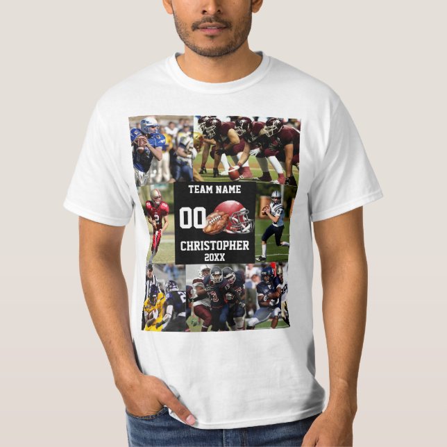 Camiseta Esportes Personalizados de Colagem de Fotos de Fut (Frente)