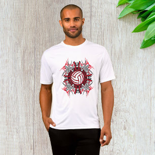 Camiseta Esportes Vermelhos e Negros de Voleibol Tribal