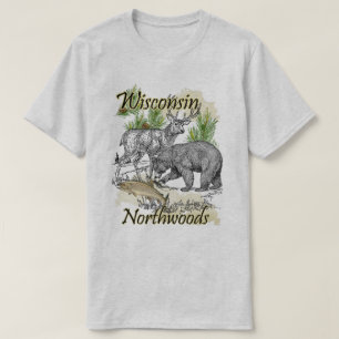 Camiseta Esportista de Wisconsin Northwoods Caçando Pesca