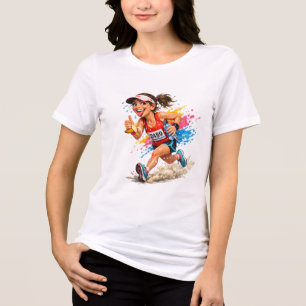 Camiseta Esportiva de Mulher Corredora de Maratona