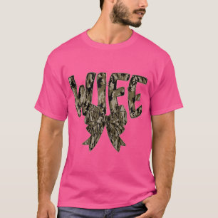 Camiseta Esposa Camo Coquette Arco Camouflage Caça Mulher D