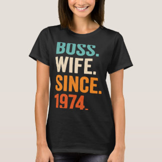 Camiseta Esposa Chefe desde 1974 49º aniversário de casamen