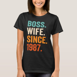 Camiseta Esposa Chefe Desde 1987 36º aniversário de casamen