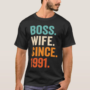 Camiseta Esposa Chefe desde 1991 32º aniversário de casamen
