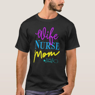 Camiseta Esposa Colorida Fofa Batimento Cardíaco Enfermeira
