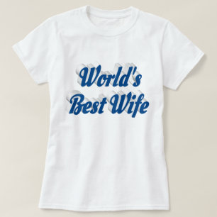 Camiseta Esposa com T-Shirt com texto azul
