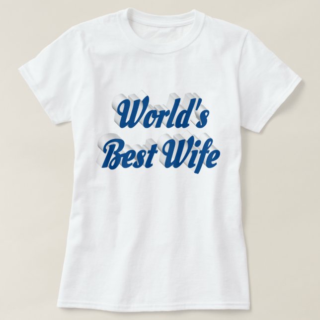 Camiseta Esposa com T-Shirt com texto azul (Frente do Design)