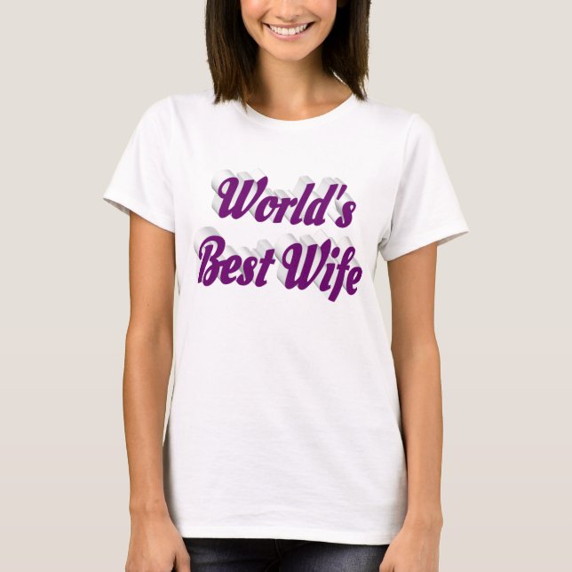 Camiseta Esposa com T-Shirt de texto roxo (Frente)