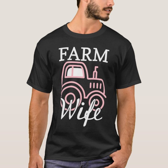 Camiseta Esposa de fazenda com o Trator Impressão (Frente)