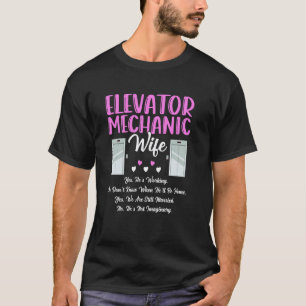 Camiseta Esposa de Mecânico de Elevador Mecânico de Elevado