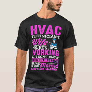 Camiseta Esposa de Técnicas HVAC Mulher Engraçada Esposa 