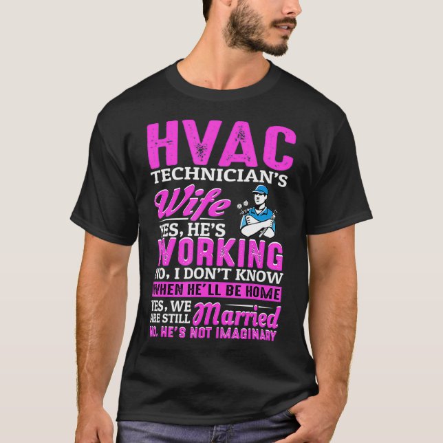 Camiseta Esposa de Técnicas HVAC Mulher Engraçada Esposa de (Frente)