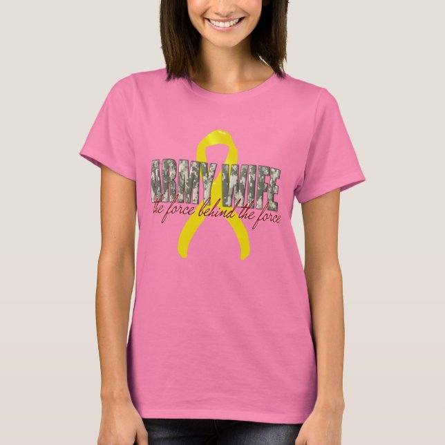 Camiseta Esposa Do Exército Por Trás Da Força (Frente)
