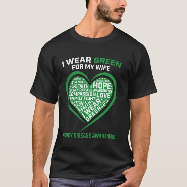 Camiseta Esposa do Laço Verde Conscientização sobre Doença  (Frente)