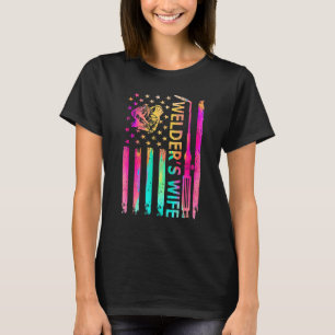 Camiseta Esposa do Soldado Americano Soldagem de Bandeira p