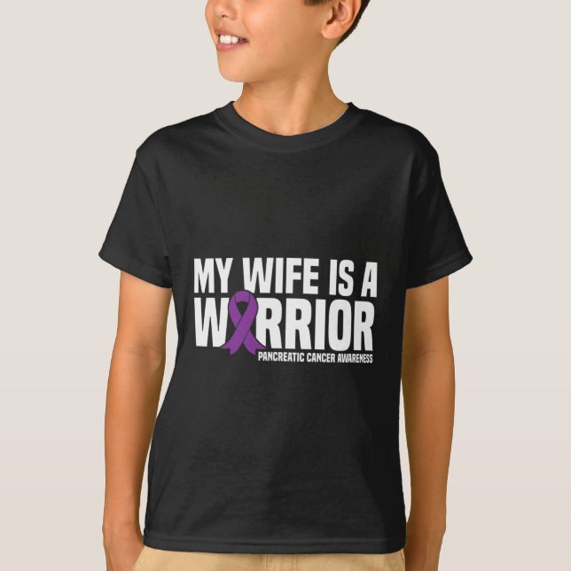 Camiseta Esposa é um Câncer de pâncreas de Fita Roxo do Gue (Frente)