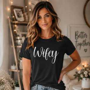 Camiseta Esposa Escrito Moderno Branco Feminino