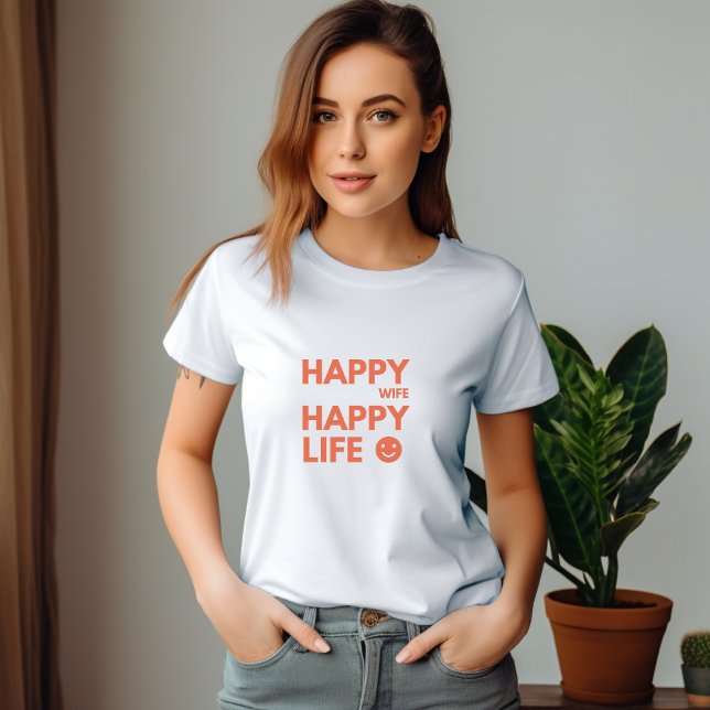 Camiseta Esposa Feliz, Vida Feliz - Citação Engraçada De Ca (Criador carregado)