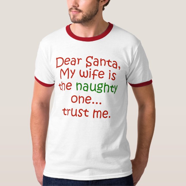 Camiseta Esposa impertinente do caro papai noel (Frente)