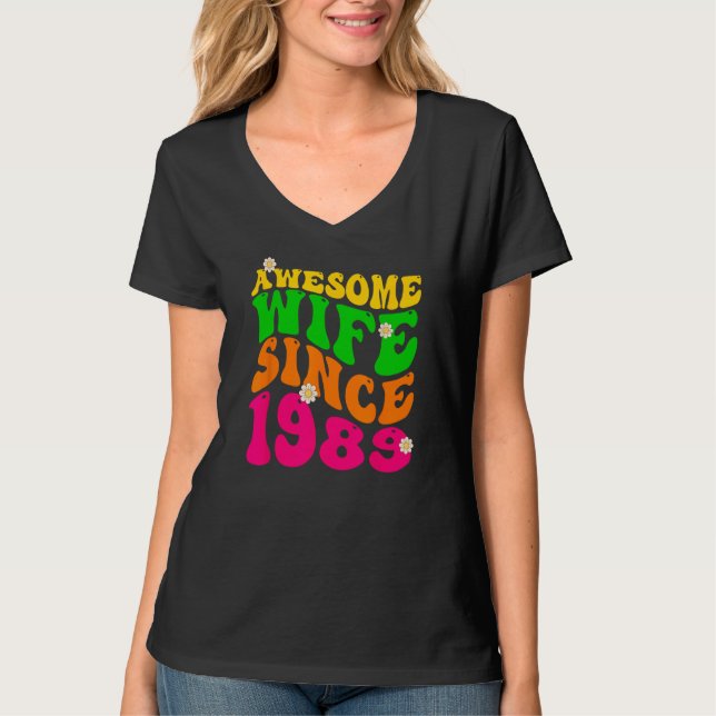 Camiseta Esposa Incrível Desde 1989 Casando Aniversário Gro (Frente)
