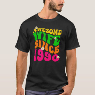 Camiseta Esposa Incrível Desde 1990 Casando Aniversário Gro