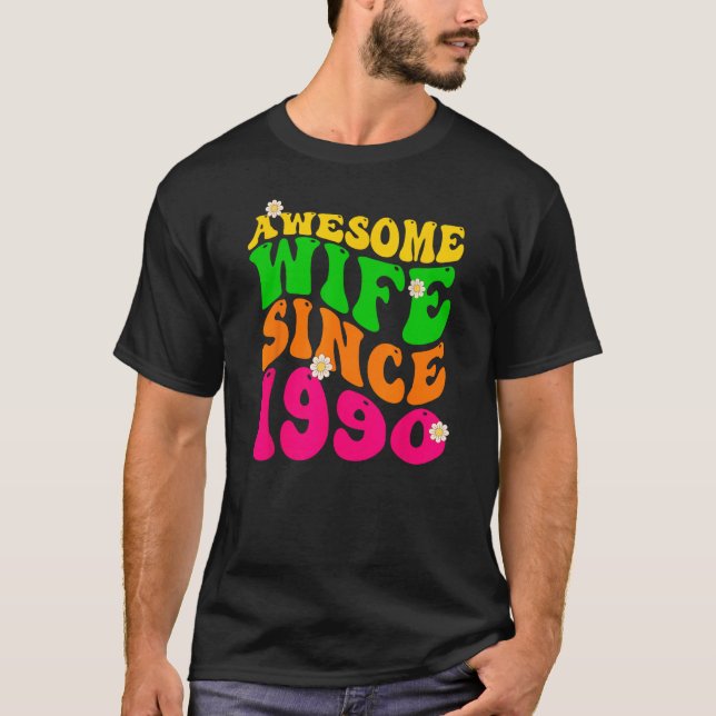 Camiseta Esposa Incrível Desde 1990 Casando Aniversário Gro (Frente)