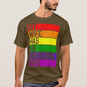 Camiseta Esposa lésbica Funny LGBTQ Orgulho gay Mês Rainbow