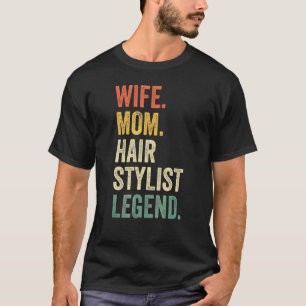 Camiseta Esposa Mãe Cabelo Estilo Legenda Hairdresser Salon