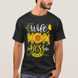 Camiseta Esposa Mãe Chefe Aniversário Para Mamãe Girassol M