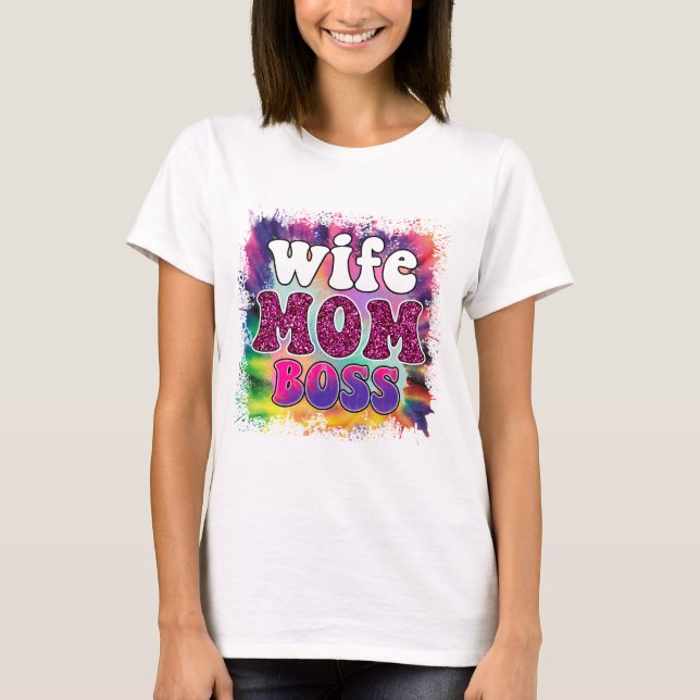 Camiseta Esposa Mãe Chefe - Dia das Mães (Frente)