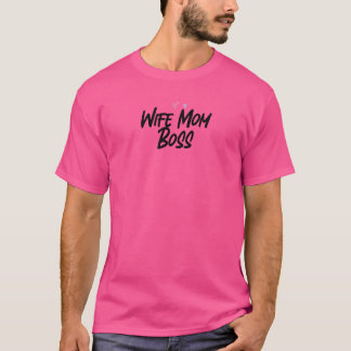 Camiseta Esposa Mãe Chefe Piada de Slogan Gráfico