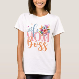 Camiseta Esposa Mãe Chefe" Texto Floral